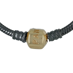 (RETIRED) DANISH Oxidised Silver Bracelet with 14ct Gold Clasp - Click Image to Close