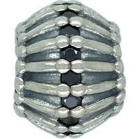(RETIRED) DANISH Silver Bead with Facet of Black CZ