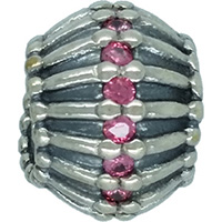 (RETIRED) DANISH Silver Bead with Facet of Salmon CZ