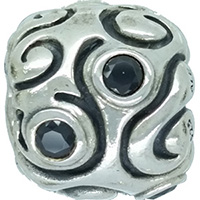 (RETIRED) DANISH Oversize Silver Bead with Black CZ