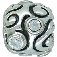 (RETIRED) DANISH Oversize Silver Bead with Cubic Zirconia