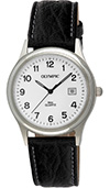 Olympic Gents Steel Classic Watch White Dial Black Leather Strap Olympic Gents Steel Classic Watch White Dial Black Leather Strap