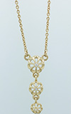 (RETIRED) PANDORA 14ct Gold Pendant with Diamonds drop Flowers (RETIRED) PANDORA 14ct Gold Pendant with Diamonds drop Flowers